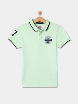 R&B - Boys Green Cotton Half Sleeves Polo T-shirt