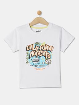 R&B - Boys White Cotton Half Sleeves T-Shirt