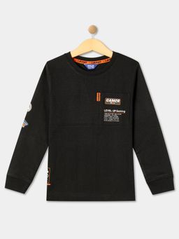 R&B - Boys Black Cotton Full Sleeves T-Shirt