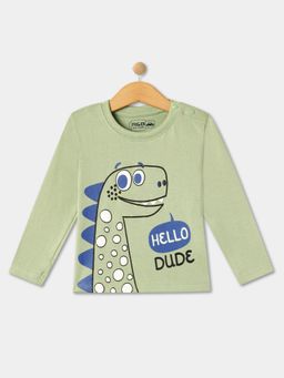 R&B - Boys Green Cotton Full Sleeves T-Shirt