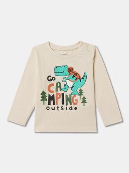 R&B - Boys Beige Cotton Full Sleeves T-Shirt