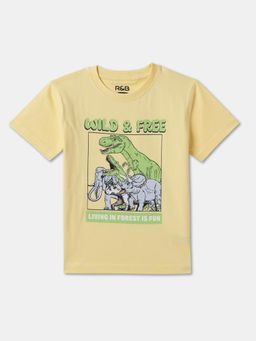 R&B - Boys Yellow Cotton Half Sleeves T-Shirt