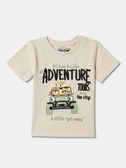 R&B - Boys Ivory Cotton Half Sleeves T-Shirt