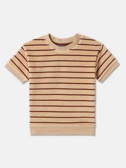R&B - Boys Beige Cotton Blend Half Sleeves T-Shirt