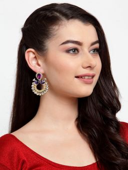 Anika's Creations - Black Floral Teardrop Kundan Pearl Meenakari Chandbali To Style You