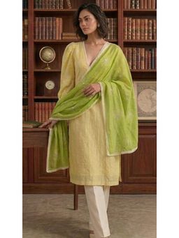 HANDME - Enchanted Garden Floral Mul Chanderi Embroidered Lace Stole