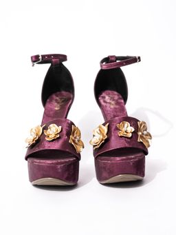 Sana K Luxurious Footwear - Maroon Round Toe Broad Fit Forever Rose Elevated Stilettos Heels