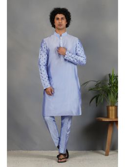 Eleven Brothers - Halks Neela Aasteen Silk & Foil Mirror Kurta Set (Set of 2)