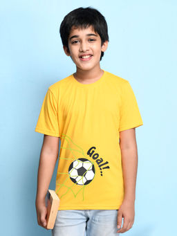 Nusyl - Boys Yellow Goal Printed T-Shirt