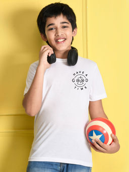 Nusyl - Boys White Printed T-Shirt