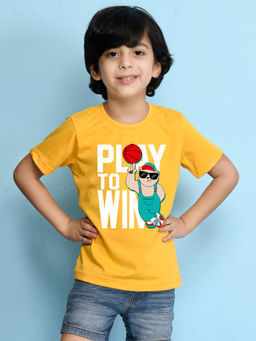 Nusyl - Boys Yellow Play To Win Printed T-Shirt