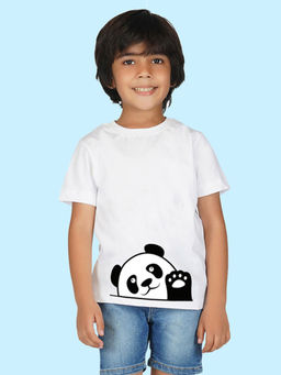 Nusyl - Boys White Panda Printed T-Shirt