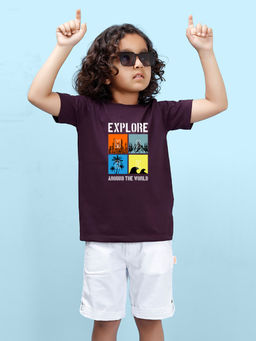 Nusyl - Explore Printed Wine T-Shirt