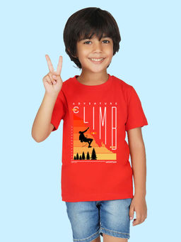 Nusyl - Boys Red Climb Printed T-Shirt