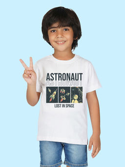 Nusyl - Boys White Text Printed T-Shirt