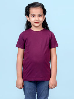 Nusyl - Girls Solid Wine T-Shirt