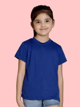 Nusyl - Girls Royal Blue Solid Short Sleeve T-Shirt