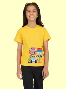Nusyl - Girls Yellow Teddy Bear Printed T-Shirt