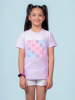 Nusyl - Girls Lavender Honey Printed T-Shirt