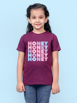 Nusyl - Girls Wine Honey Printed T-Shirt
