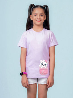 Nusyl - Girls Lavender Love Printed T-Shirt