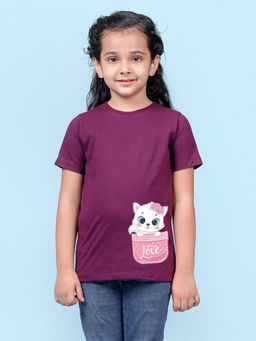 Nusyl - Girls Wine Love Printed T-Shirt