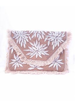 A Clutch Story - Sand Floral Boho Clutch