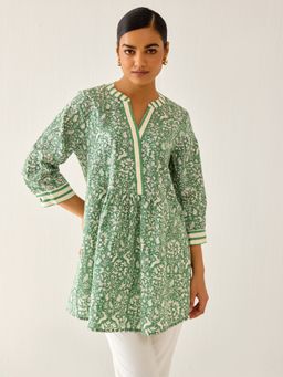 Ancestry - Summer Green Fit and Flare Kurti