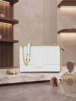 ESBEDA - White Color Arrow-Quilted Classic Sling Bag (M)