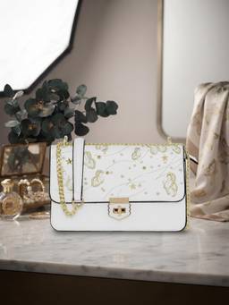 ESBEDA - White Color Butterfly and Star Embroidered Sling Bag (M)
