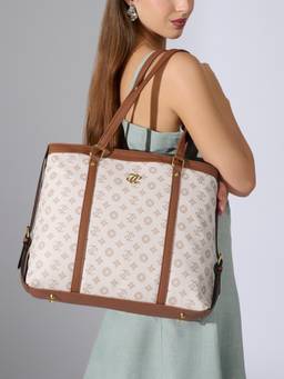 Lavie Signature - Sandiego Monogram Tote Bag (Beige)