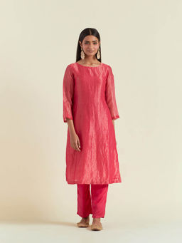 Ikshita Choudhary - Pink Kurta with Pant (Set of 2)