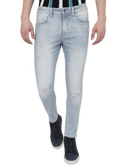 JadeBlue - Men Ice Blue Cotton Stretch Rider Fit Washed Jeans
