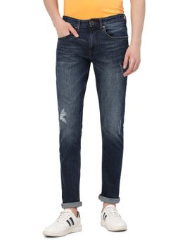 JadeBlue - Men Denim Blue Cotton Stretch Slim Fit Washed Jeans