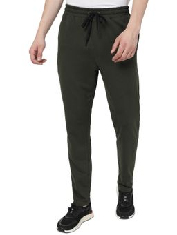 JadeBlue - Men Olive Cotton Blend Regular Fit Solid Track Pant