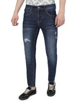 Greenfibre - Men Mid Blue Cotton Stretch Urban Fit Washed Jeans