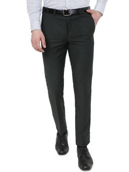 Metal - Men Green Terry Rayon Super Slim Fit Solid Formal Trouser