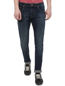 JadeBlue - Men Mid Blue Cotton Stretch Slim Fit Washed Jeans