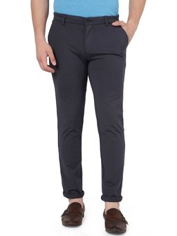 JadeBlue - Men Dark Grey Cotton Venice Fit Stripes Casual Trouser