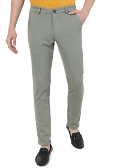JadeBlue - Men Green Cotton Venice Fit Textured Casual Trouser