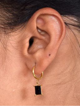 Palmonas - Black Stone Dangle Earrings for Womens Waterproof & Anti-Tarnish