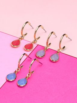 Accessorize London - Women's multi Seascape Pack of 3 Crystal Huggie Hoops Earring