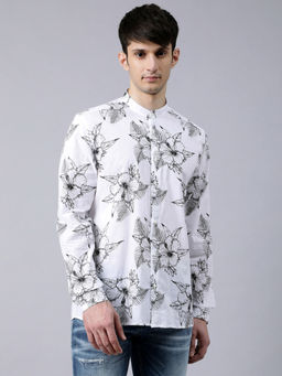 Antony Morato - White Flower Printed Cutaway Collar Shirts