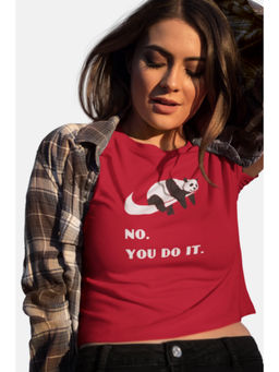 Botnia - Crimson Crew Neck Cotton No. You Do It Printed Crop Top