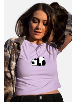 Botnia - Lavender Crew Neck Cotton Shut Up Printed Crop Top