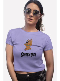 Botnia - Purple Crew Neck Cotton Scooby Doo Printed Crop Top