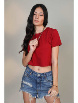 Botnia - Crimson Crew Neck Cotton Crop Top