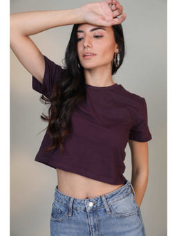Botnia - Wine Crew Neck Cotton Crop Top