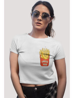 Botnia - Peace Crew Neck Cotton Time Fries Printed Crop Top