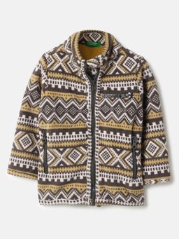 United Colors of Benetton - Multi-Color Regular Fit Printed Polar Fleece Winter Jacket